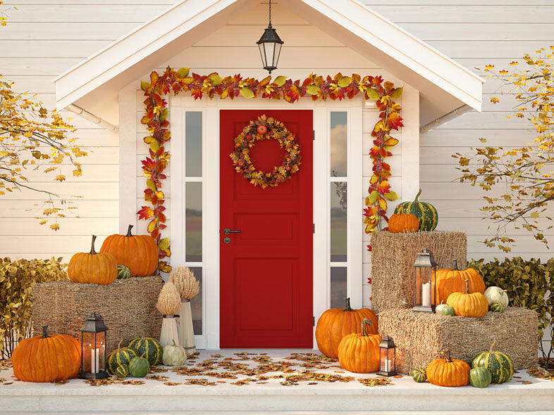entryway of home with autumn decor