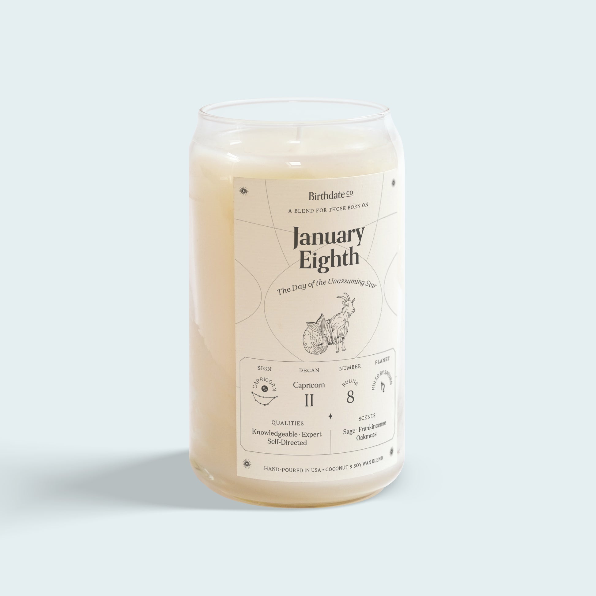 The January Eighth Birthday Candle