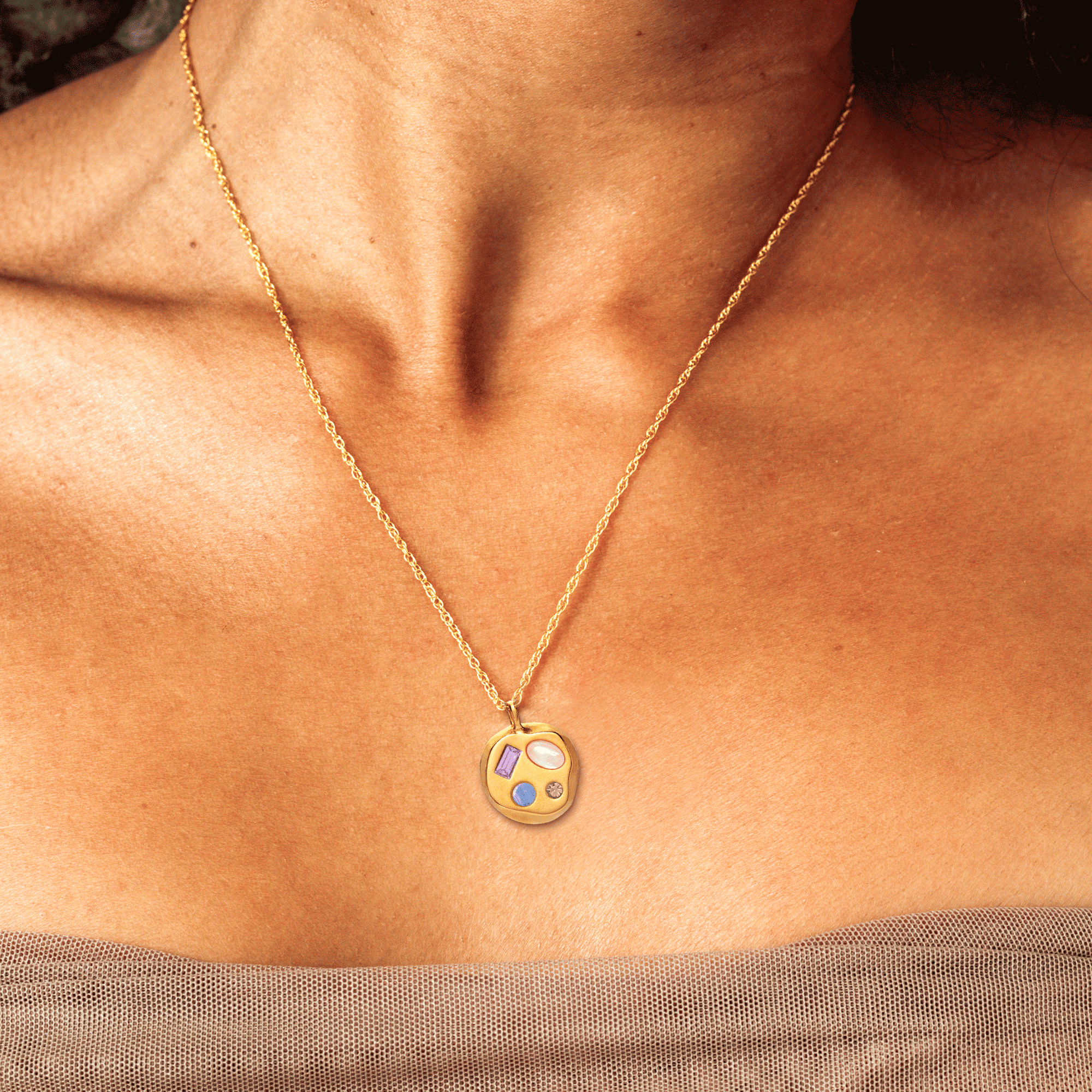 Person wearing The February Ninth Pendant